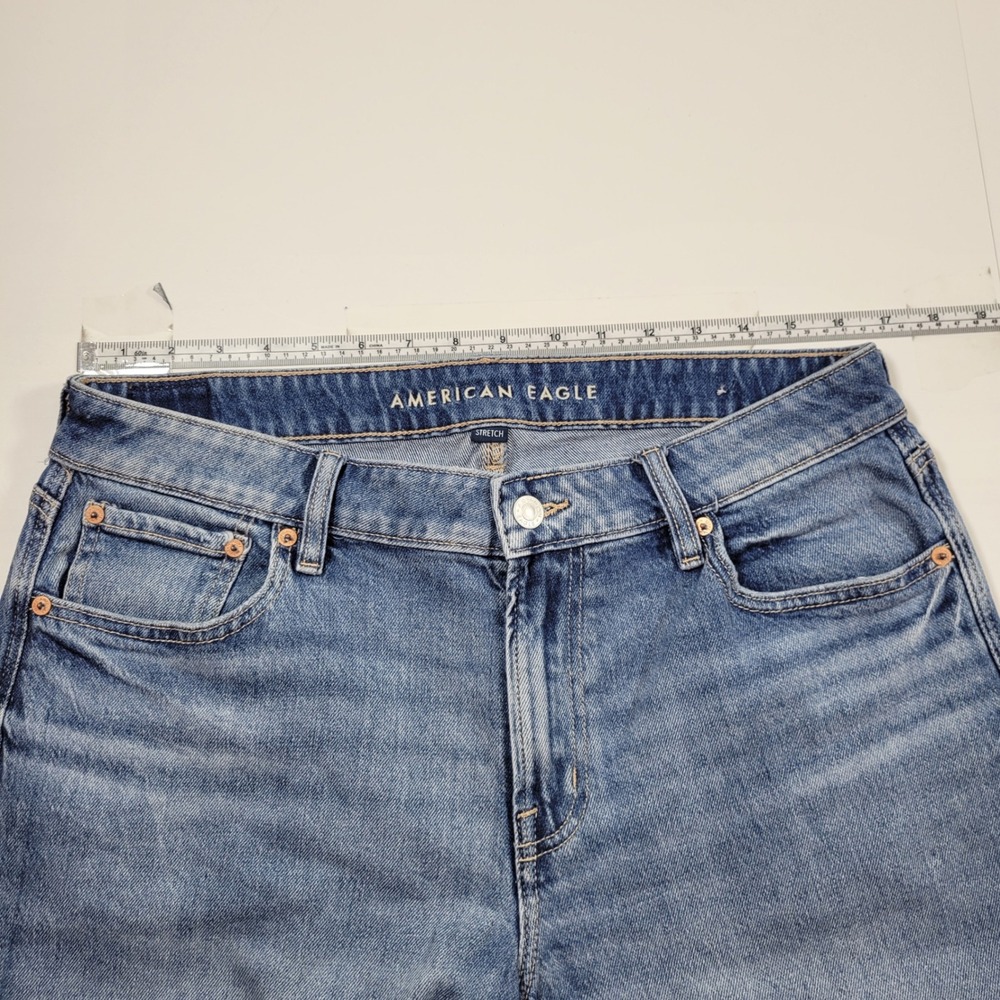 NWOT American Eagle Jort Short Women 10 Blue Excellent Stretch Denim Medium Wash - Picture 3 of 8